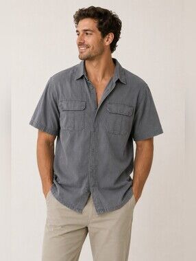 Casual Men's Short Sleeve Gray Shirt XL